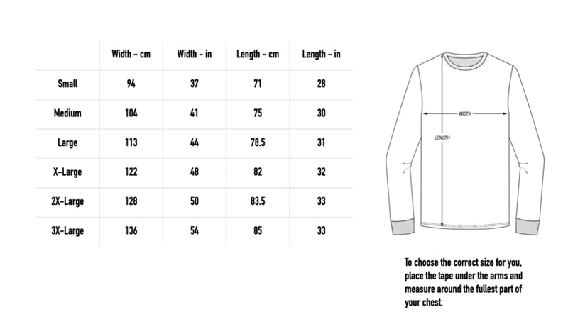 Size chart for Hell Finds You Longsleeve - Black