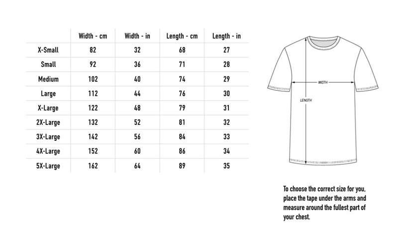 Size chart for Anime Tee - Natural